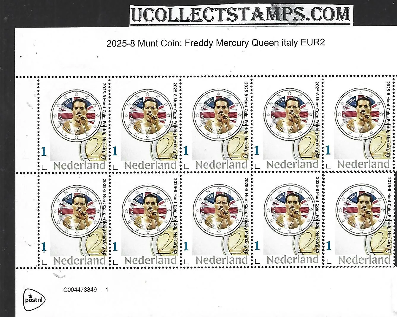 Nederland 2025-8 Beroemd coin on stamp: Freddy Mercury Queen sheet postfris/mnh