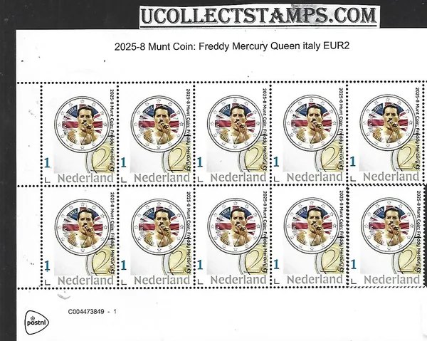 Nederland 2025-8 Beroemd coin on stamp: Freddy Mercury Queen sheet postfris/mnh