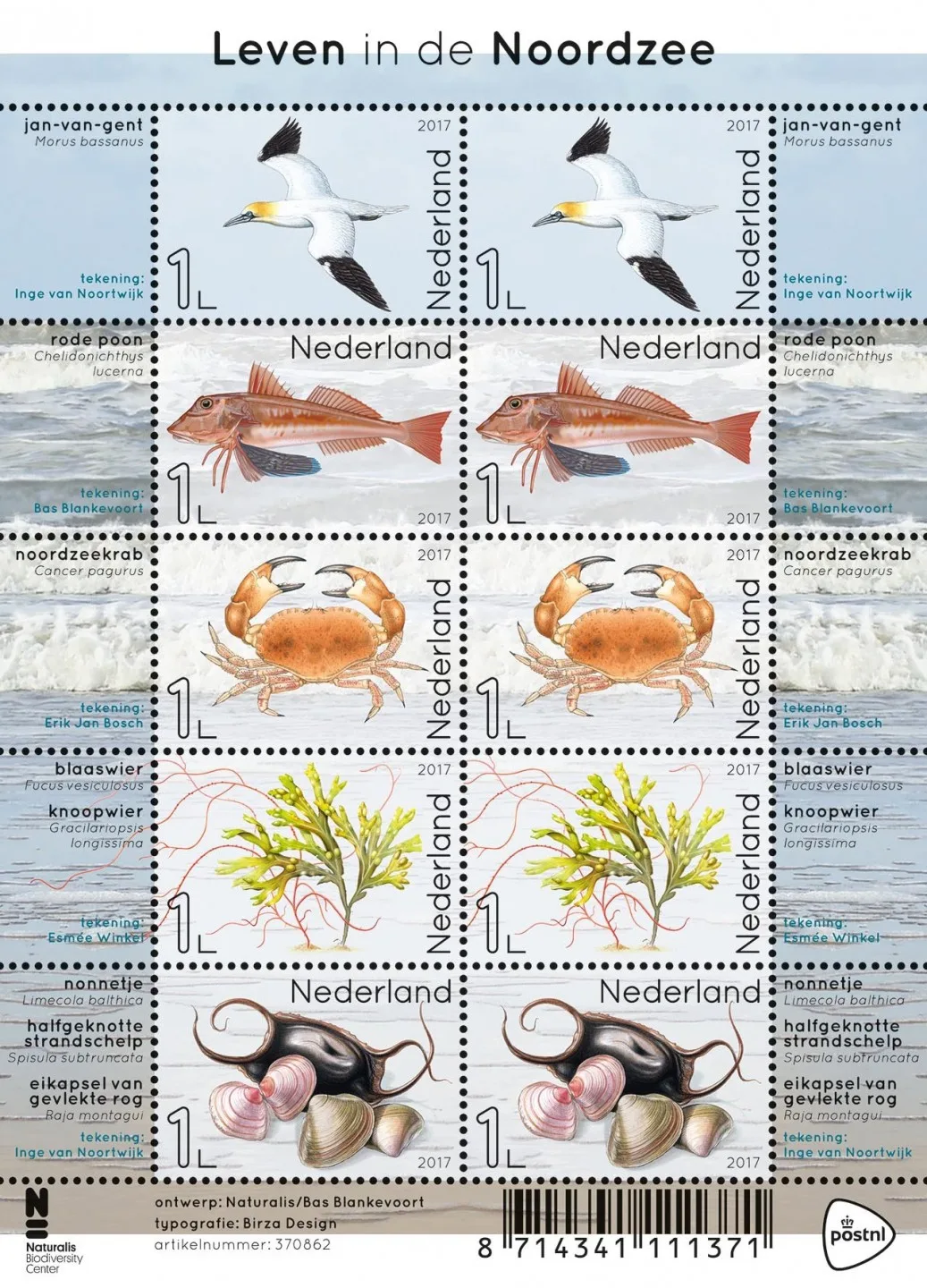 NEDERLAND V3550-3554 Leven in de Noorzee velletje-sheetlet 2017 postfris-mnh