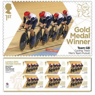 Großbritannien 2012 Olympia 7 Bahnradsport Mannschaftsverfolgung Streifen aus 6 Marken postfrisch/mnh