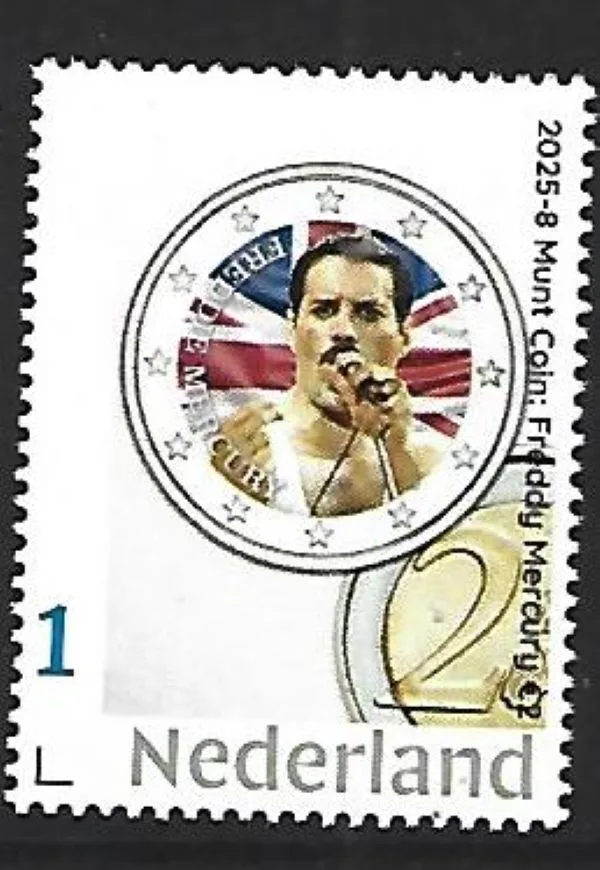Nederland 2025-8 Beroemd coin on stamp: Freddy Mercury Queen postfris/mnh