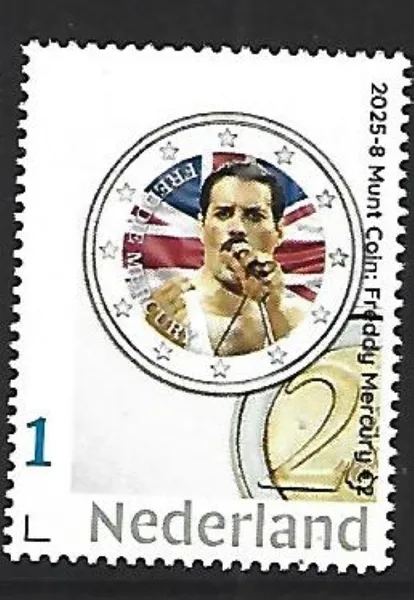 Nederland 2025-8 Beroemd coin on stamp: Freddy Mercury Queen postfris/mnh