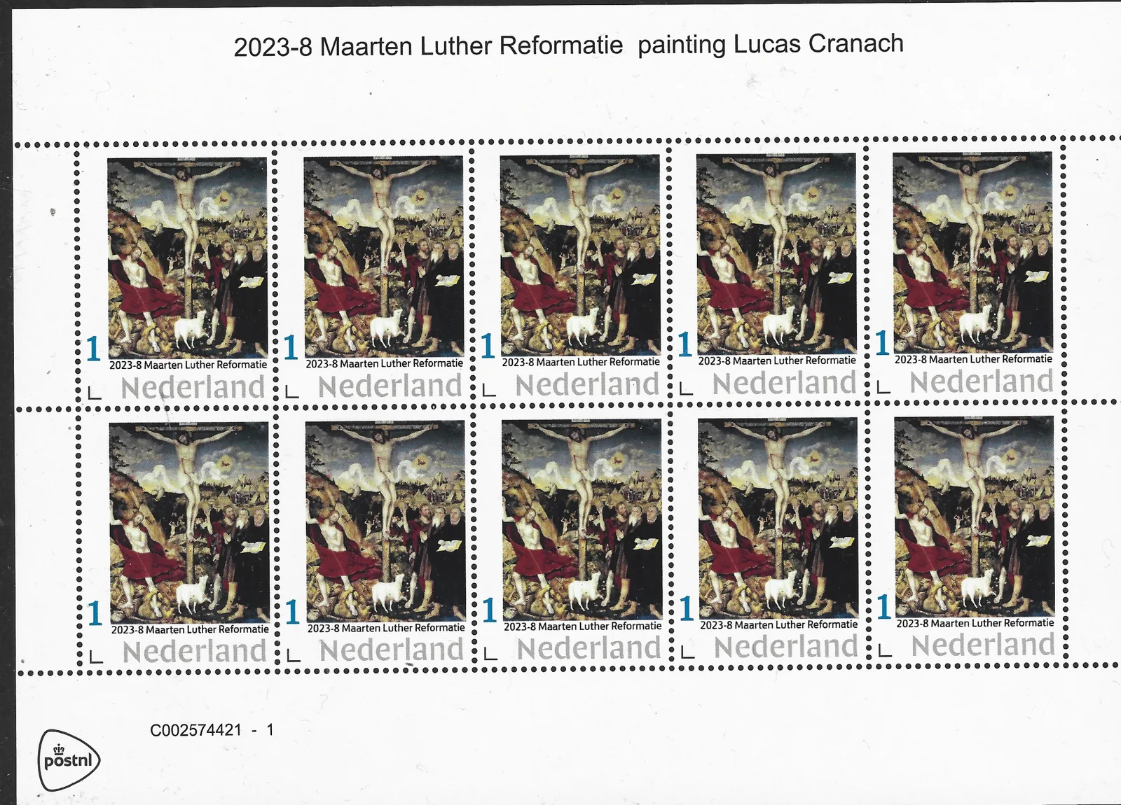 Niederlande 2023-8 Martin Luther Reformation: Gemälde von Lucas Cranach d. Ä. Vel-Sheetlet postfrisch