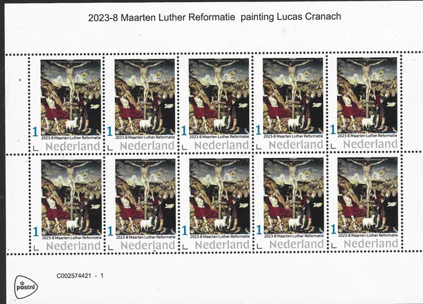 Netherlands 2023-8 Martin Luther Reformation: Painting Lucas Cranach the Elder sheet MNH