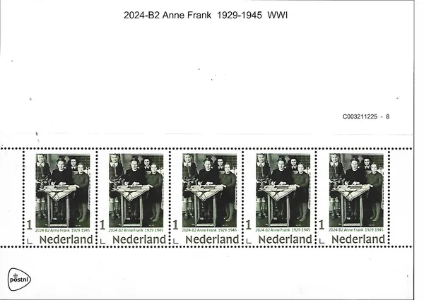 Netherlands 2024-B2 Anne Frank School picture GOLD 1 stamp sheetlet MNH