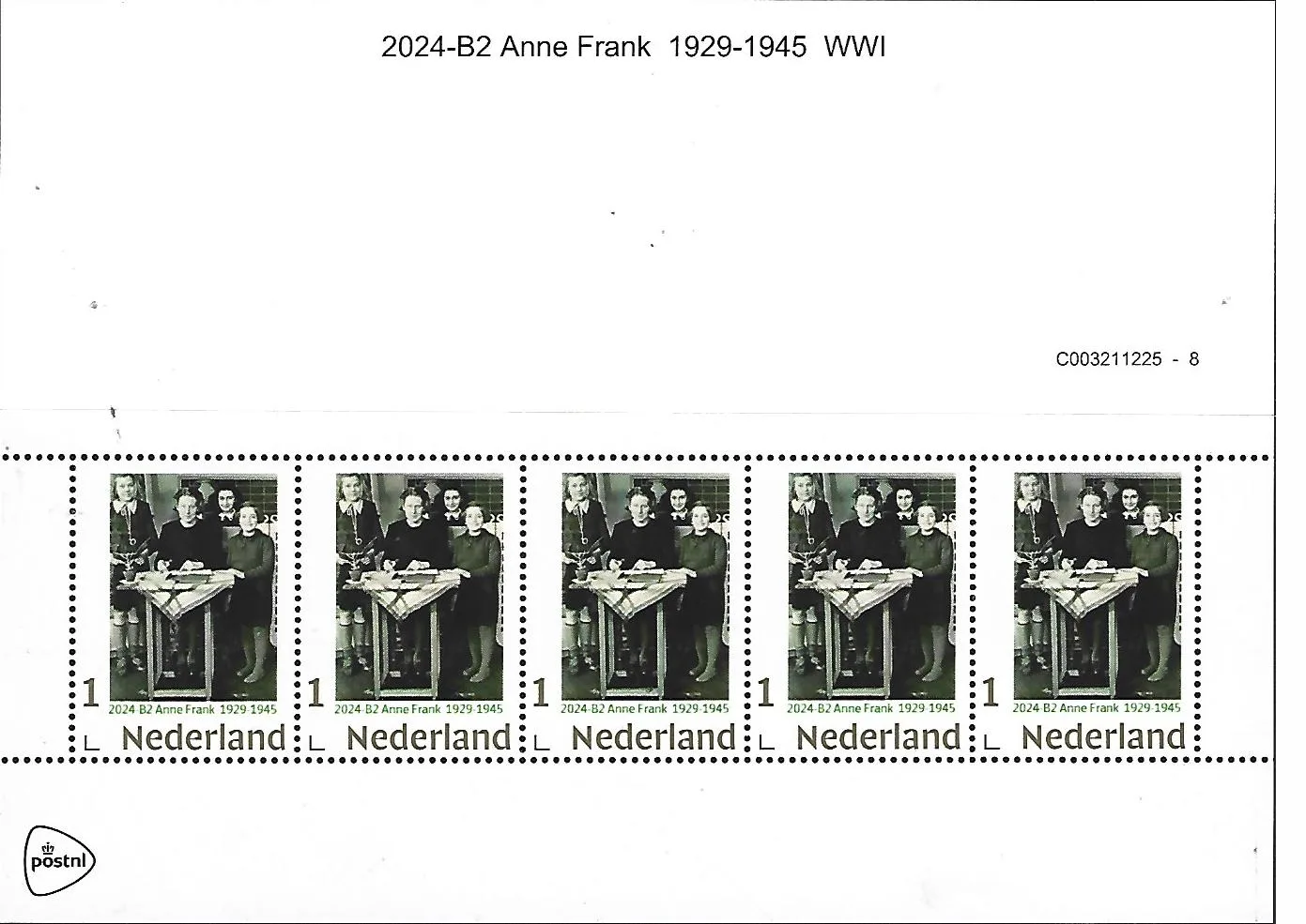 Netherlands 2024-B2 Anne Frank School picture GOLD 1 stamp sheetlet MNH