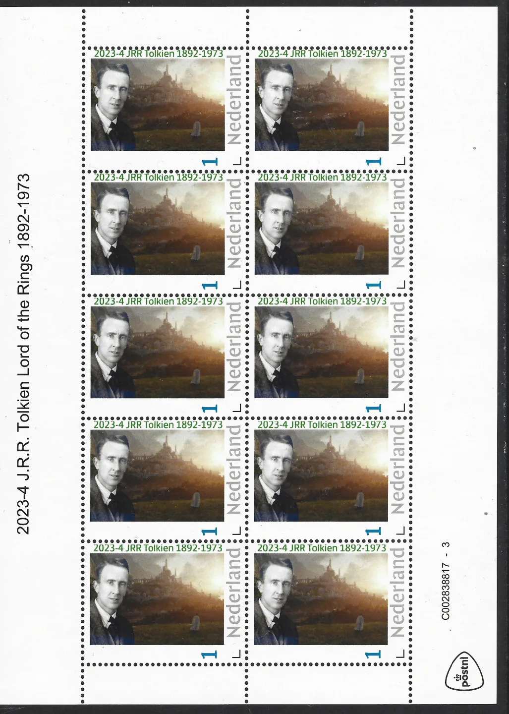 Niederlande 2023 -4 Tolkien Lord of the Rings Velours-Sheetlet postfrisch/mnh