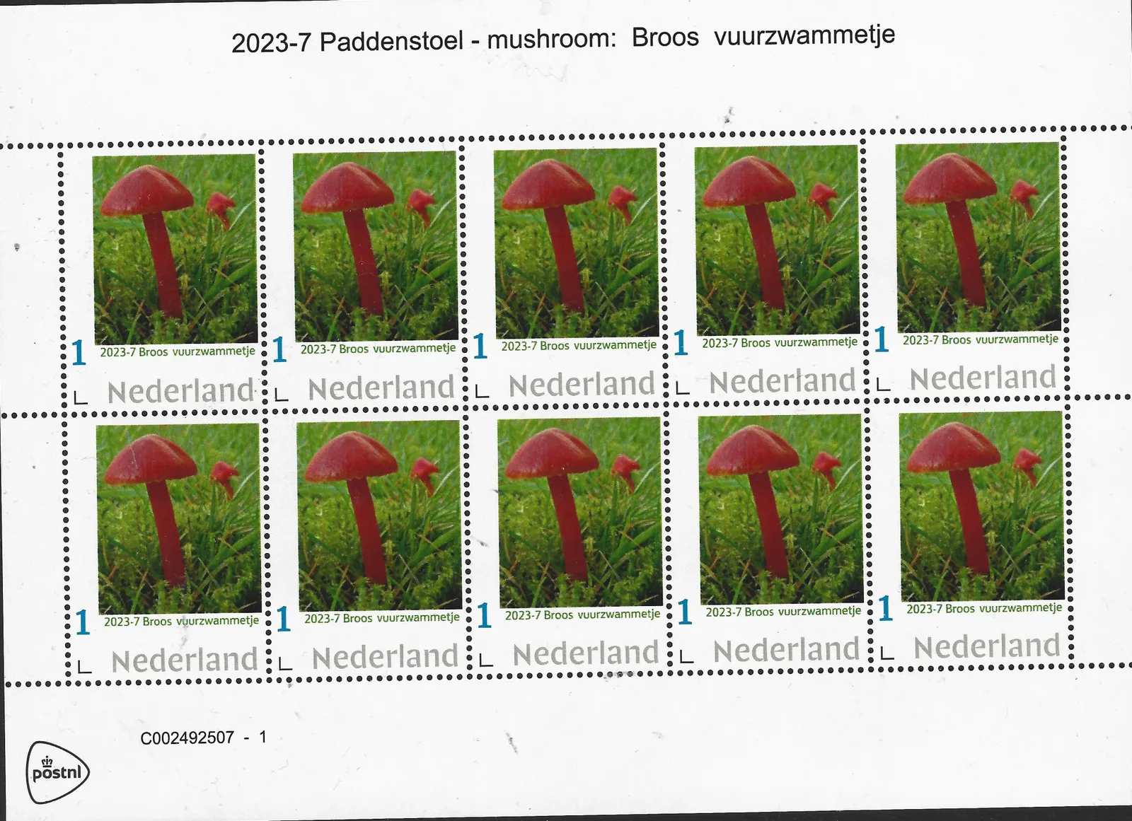 Niederlande 2023-7 Pilz - Zerbrechlicher Feuerschwamm Markenheftchen postfrisch/ungebraucht