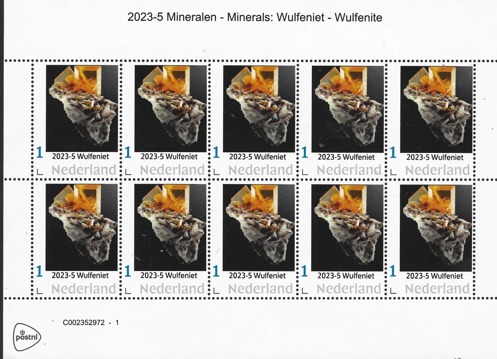 Niederlande 2023-5 Minerale: Wulfenit velourfolie postfris-mnh