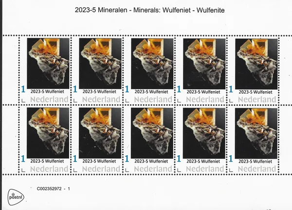 Nederland 2023-5 Mineralen Minerals: Wulfeniet - Wulfenite vel-sheetlet postfris-mnh