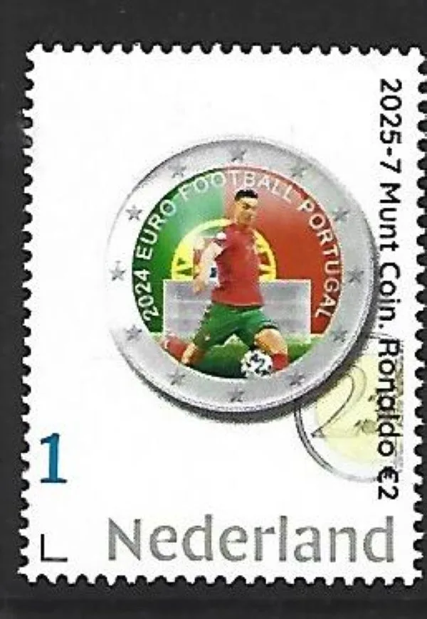 Netherlands 2025-7 Famous coin on stamp: Ronaldo Soccer €2 MNH