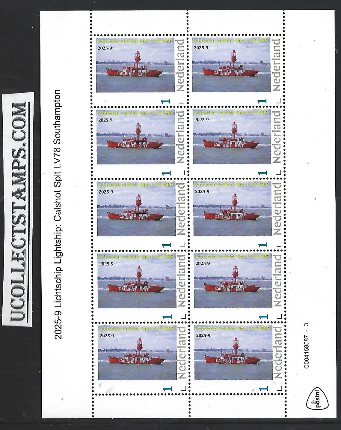 Netherlands 2025-9 lighthouse ship: Calshot Spit sheet MNH