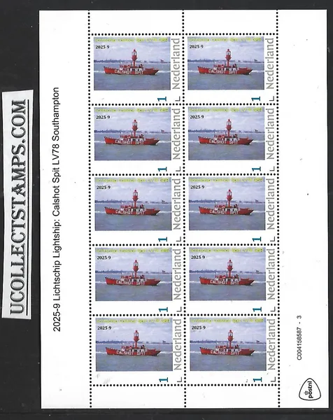 Netherlands 2025-9 lighthouse ship: Calshot Spit sheet MNH