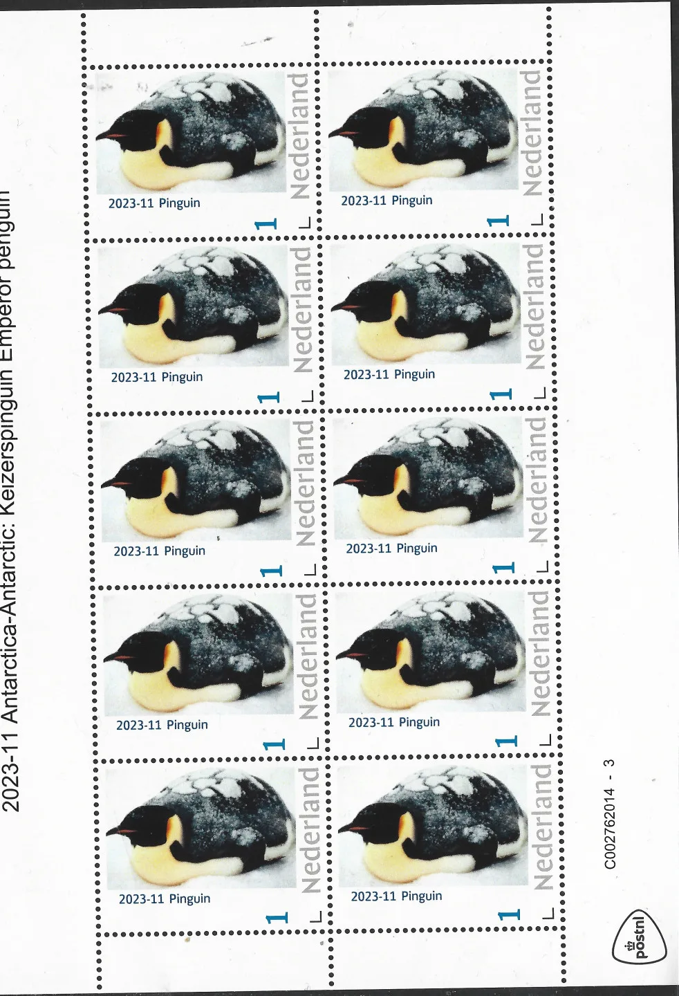 Netherlands 2023-11 Antarctica Penguins sheetlet MNH