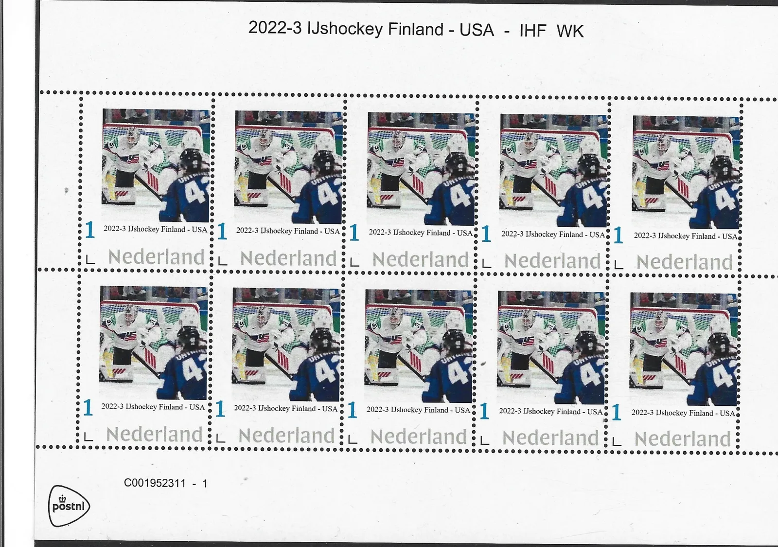 Pays-Bas 2022-3 Hockey sur glace : FINLANDE - USA feuille de vitesse neuf/mnh