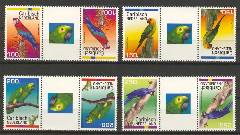 Caribbean Netherlands 27a-30a Parrots 2012 gutter pairs MNH