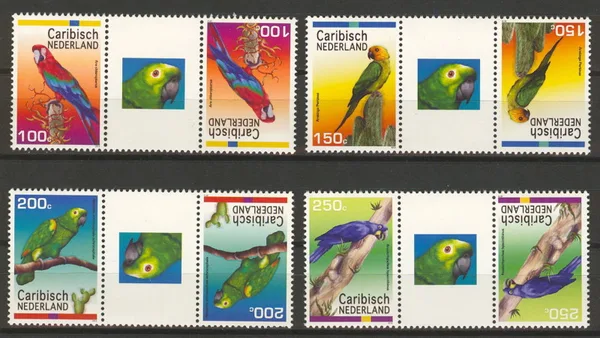 Caribisch Nederland 27a-30a Papegaaien - parrots 2012 brugparen-gutterpairs postfris/mnh