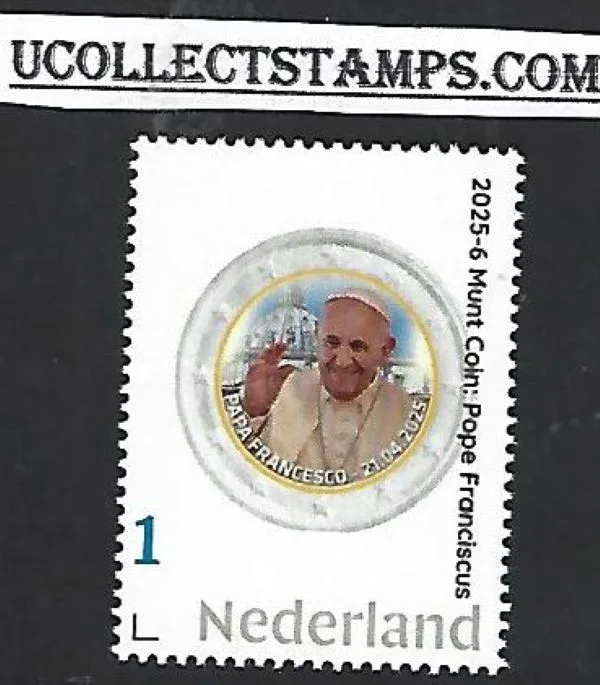 Nederland 2025-6 Paus Franciscus Coin on stamp Vaticaan €2 postfris/mnh