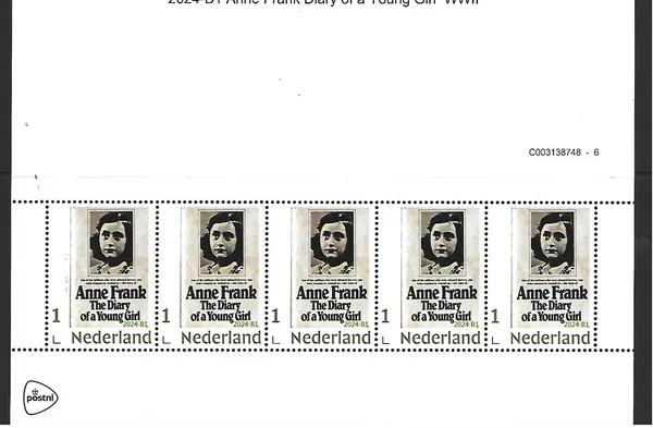 Netherlands 2024-B1 Anne Frank Diary WWII sheetlet MNH