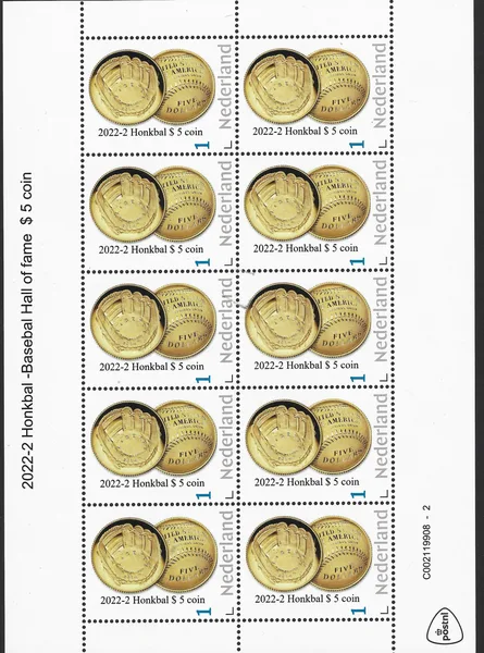 2022-2 Honkbal - Baseball Hall of Fame $ 5 coin sheet MNH
