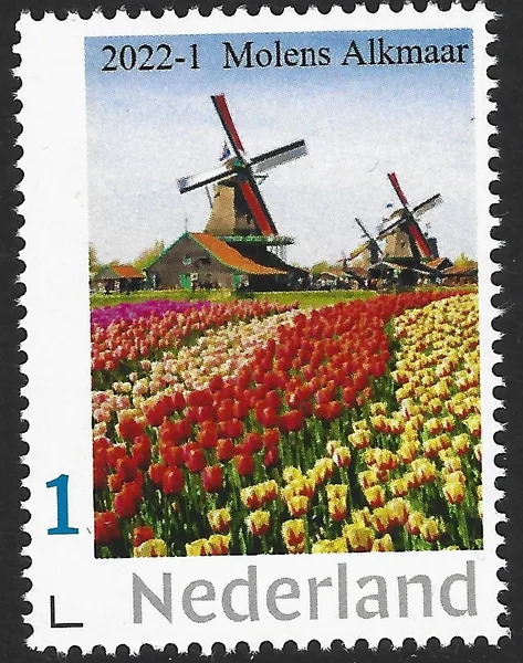 Nederland 2022-1 Molen - windmil: Alkmaar tulips flowers postfris/ mnh