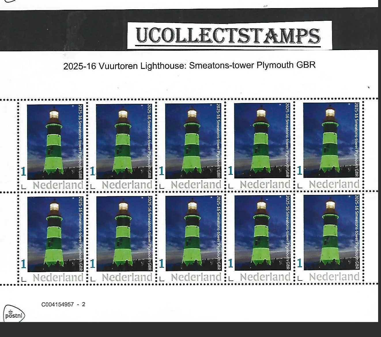 Nederland 2025-16 Vuurtoren Lighthouse Smeatons tower Plymouth Gbr Isle of Man sheet postfris/mnh