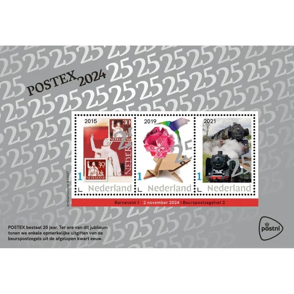 Nederland 2024 Postex 2 Train train flower stamp on stamp blok-m/s postfris/mnh