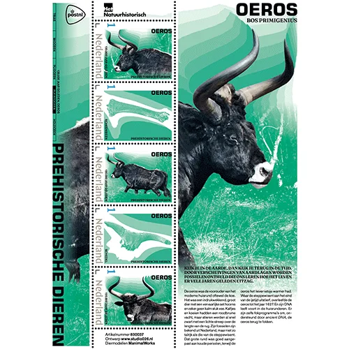 Netherlands 2023 Prehistory 4 Aurochs sheetlet MNH