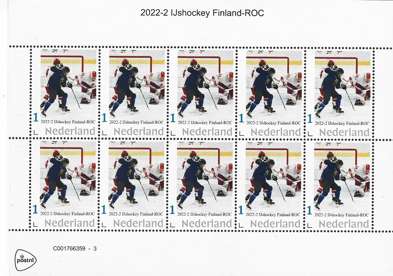 Pays-Bas 2022-2 Hockey sur glace : FINLANDE - ROC feuillet de vitesse neuf/nh