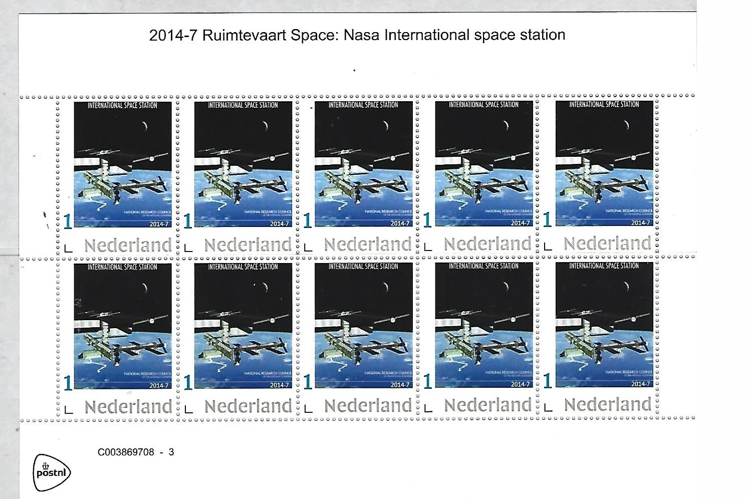Niederlande 2014-7 Raumfahrt Space: NASA int. Raumstation Bl. postfrisch/mnh