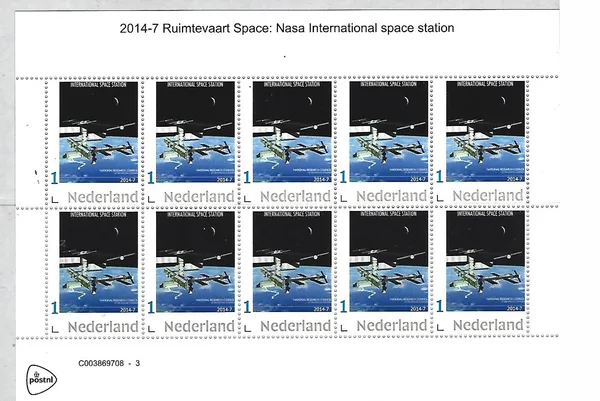 Nederland 2014-7 Ruimtevaart Space: NASA int. space station sheet postfris/mnh