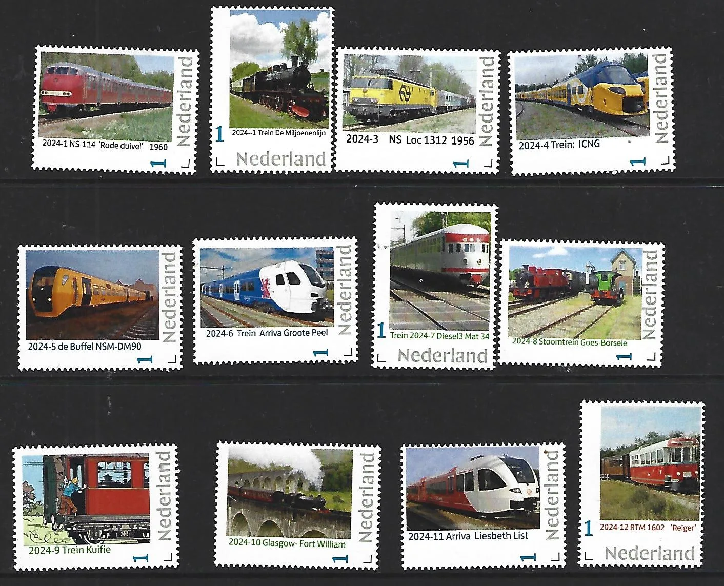 Netherlands 2024 Trains Trains yearset MNH