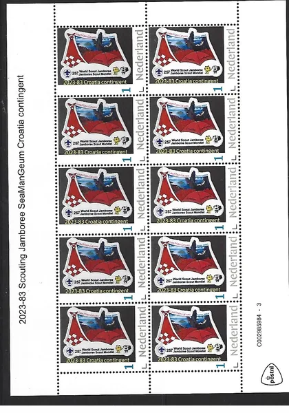 Nederland 2023-83 Scouting Jamboree SeaManGeum Croatia sheetlet r contingent postfris/mnh