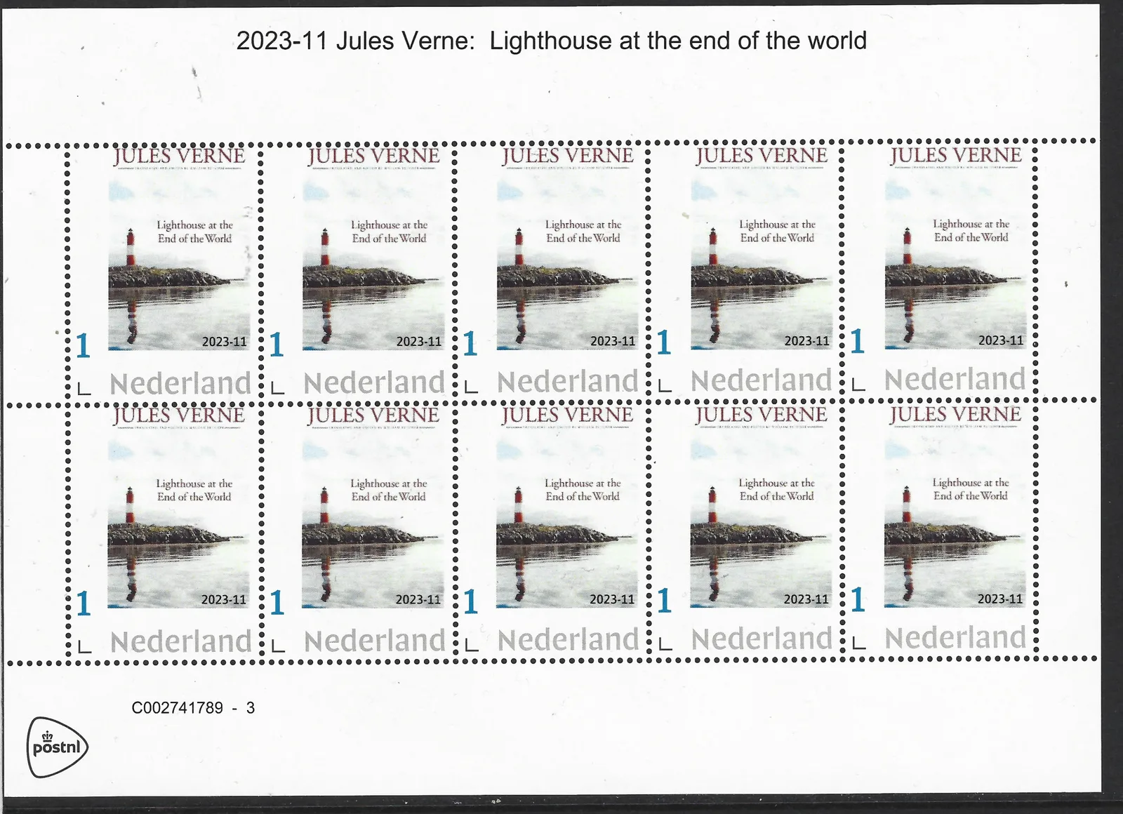 2023-11 Jules Verne Lighthouse at the end of the world vel-sheetlet postfris/mnh