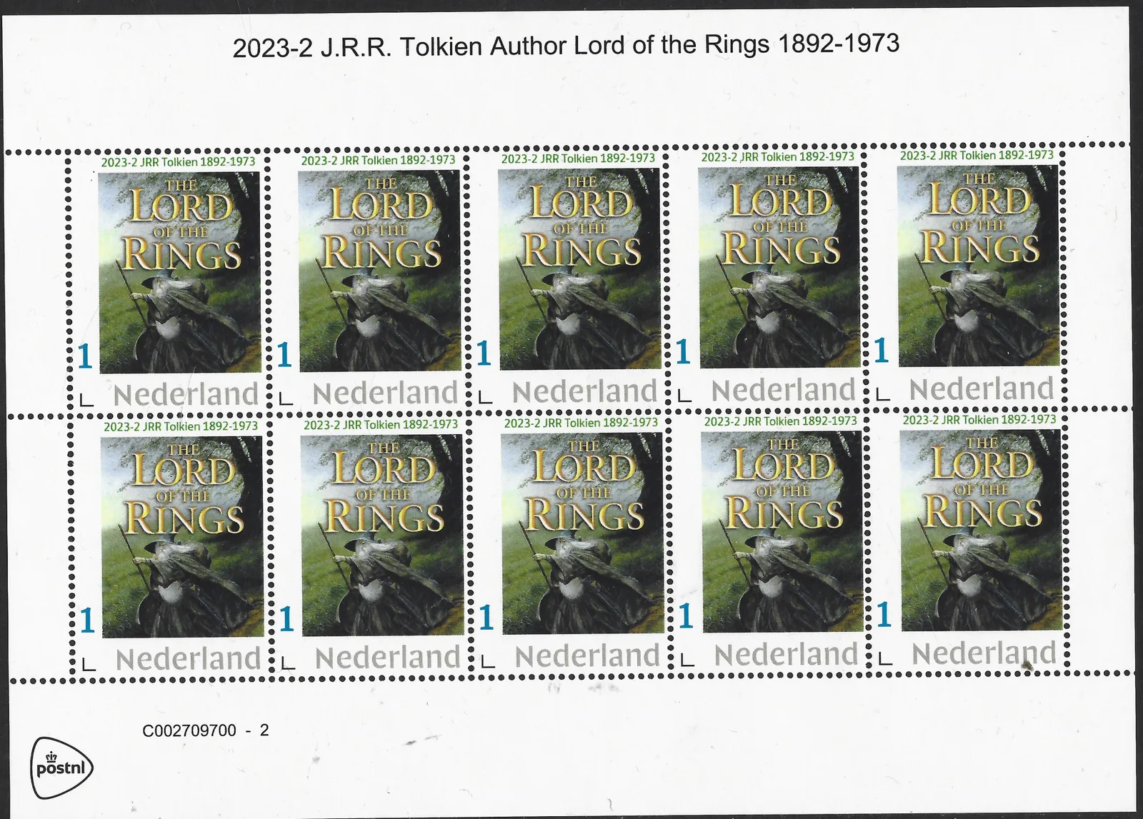 Pays-Bas 2023-2 JRR Tolkien Le Seigneur des anneaux feuillet neuf/mnh