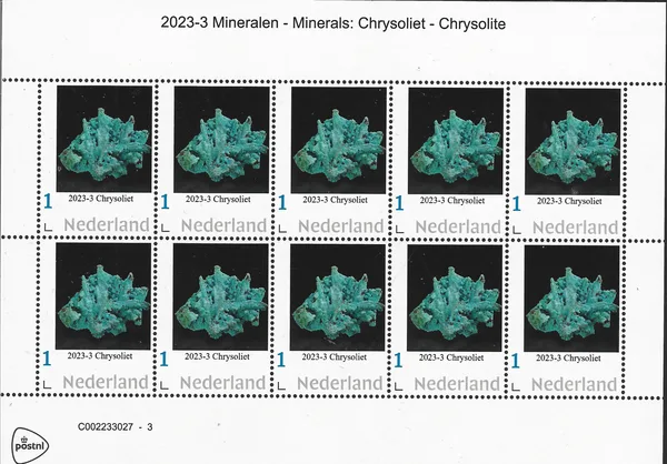 Nederland 2023-3 Mineralen - Minerals: Chrysoliet Chrisolite vel-sheetlet postfris/mnh