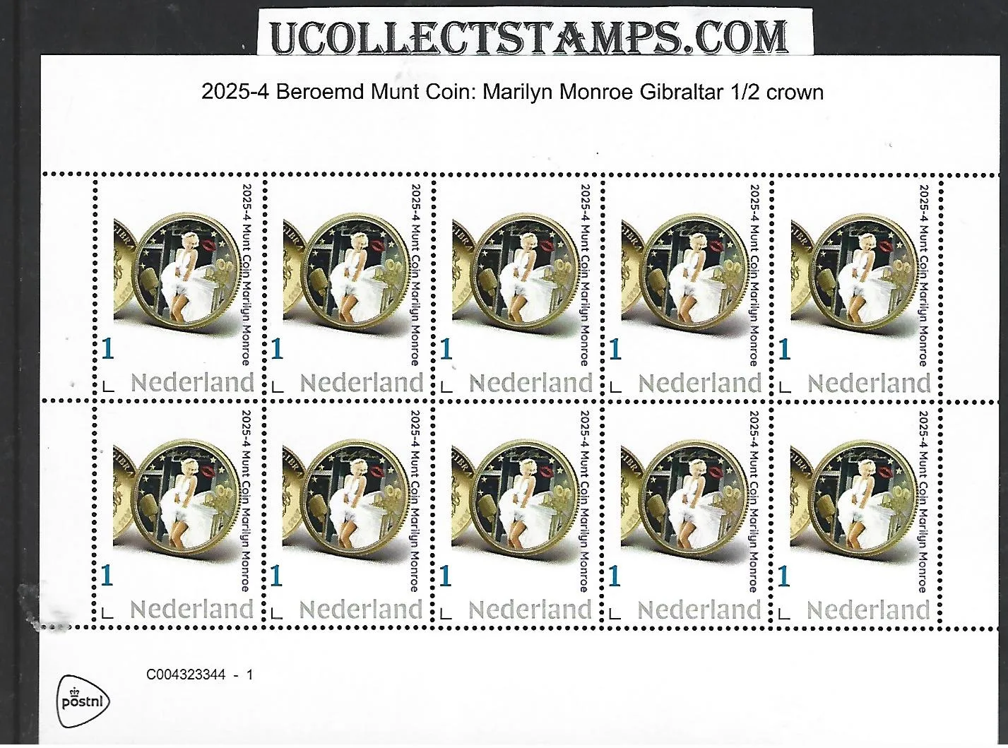 Nederland 2025-4 Munt Coin: Marilyn Monroe Gibraltar sheet postfris/mnh