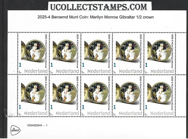 Nederland 2025-4 Munt Coin: Marilyn Monroe Gibraltar sheet postfris/mnh
