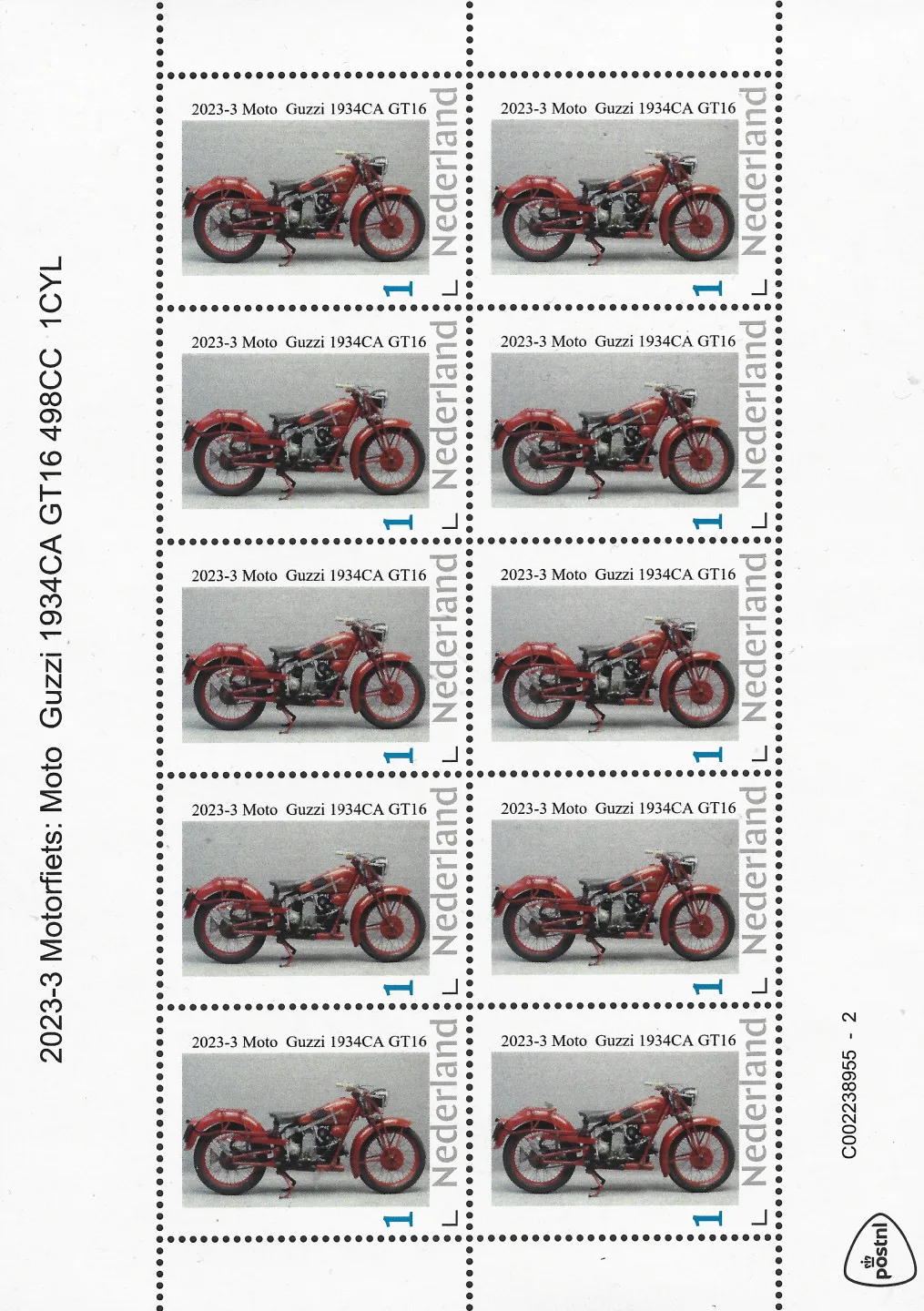 Pays-Bas 2023-3 Motocyclette - Moto Guzi 1934CA feuillet oblitéré/neuf