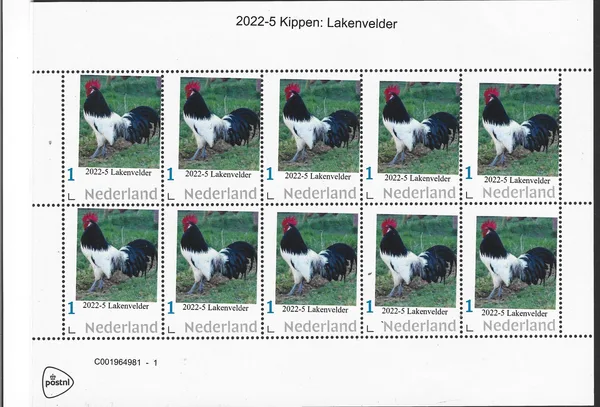 Nederland 2022-5 Kip - Chicken: Lakenvelder vel-sheetlet postfris/mn