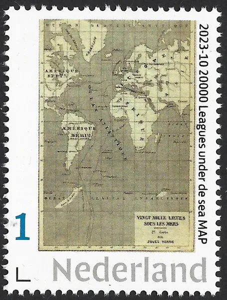 2023-10 Jules Verne Around the world Map postfris/mnh