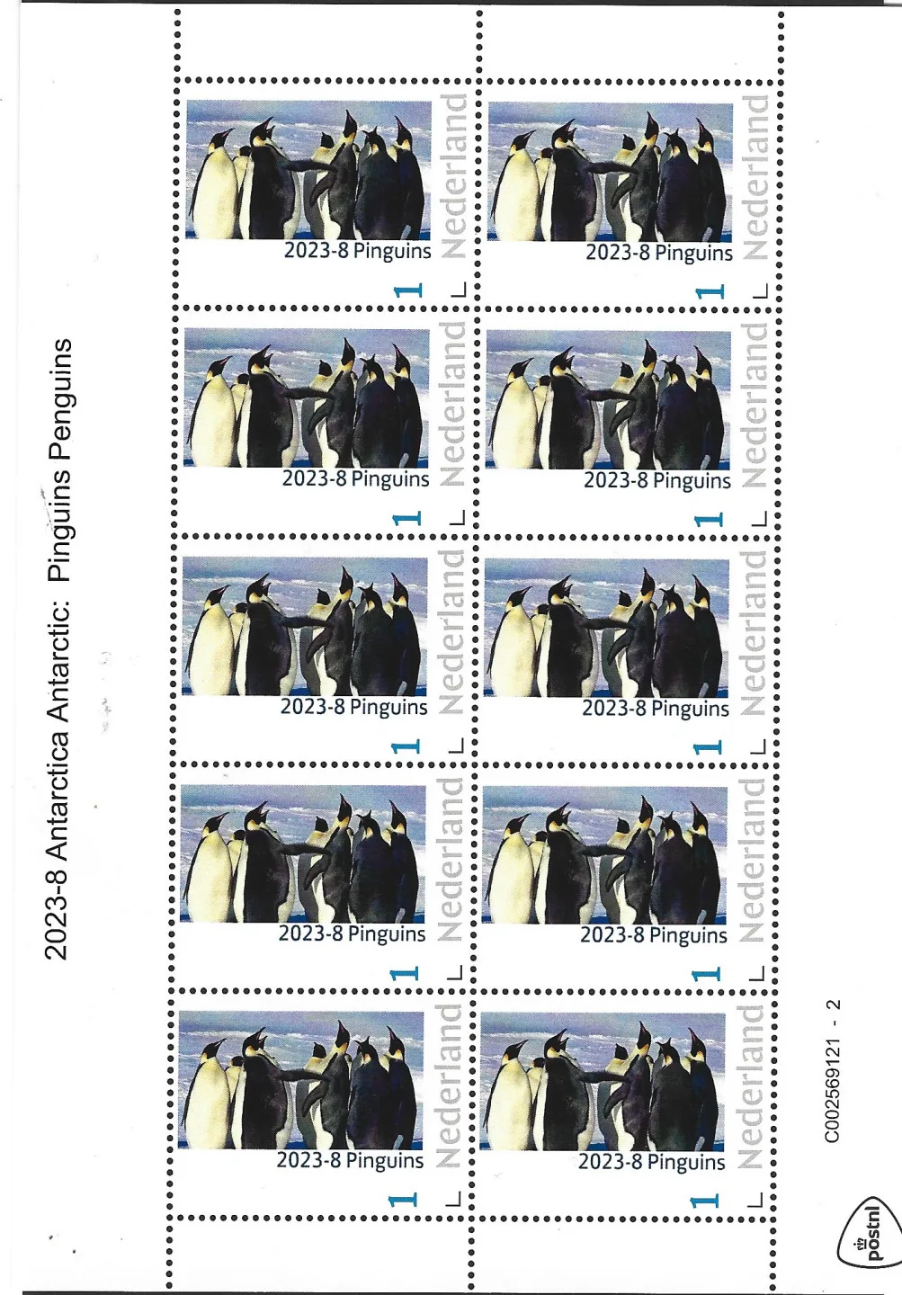 Netherlands 2023-8 Antarctica Antarctic Penguins pane MNH