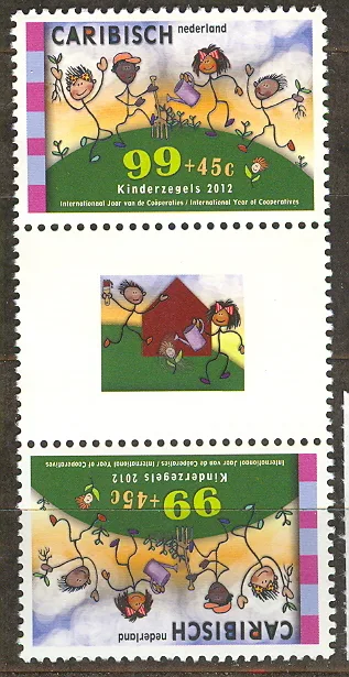 Car. Nederland 2012 kinderzegel brugpaar/gutterpair postfris/mnh