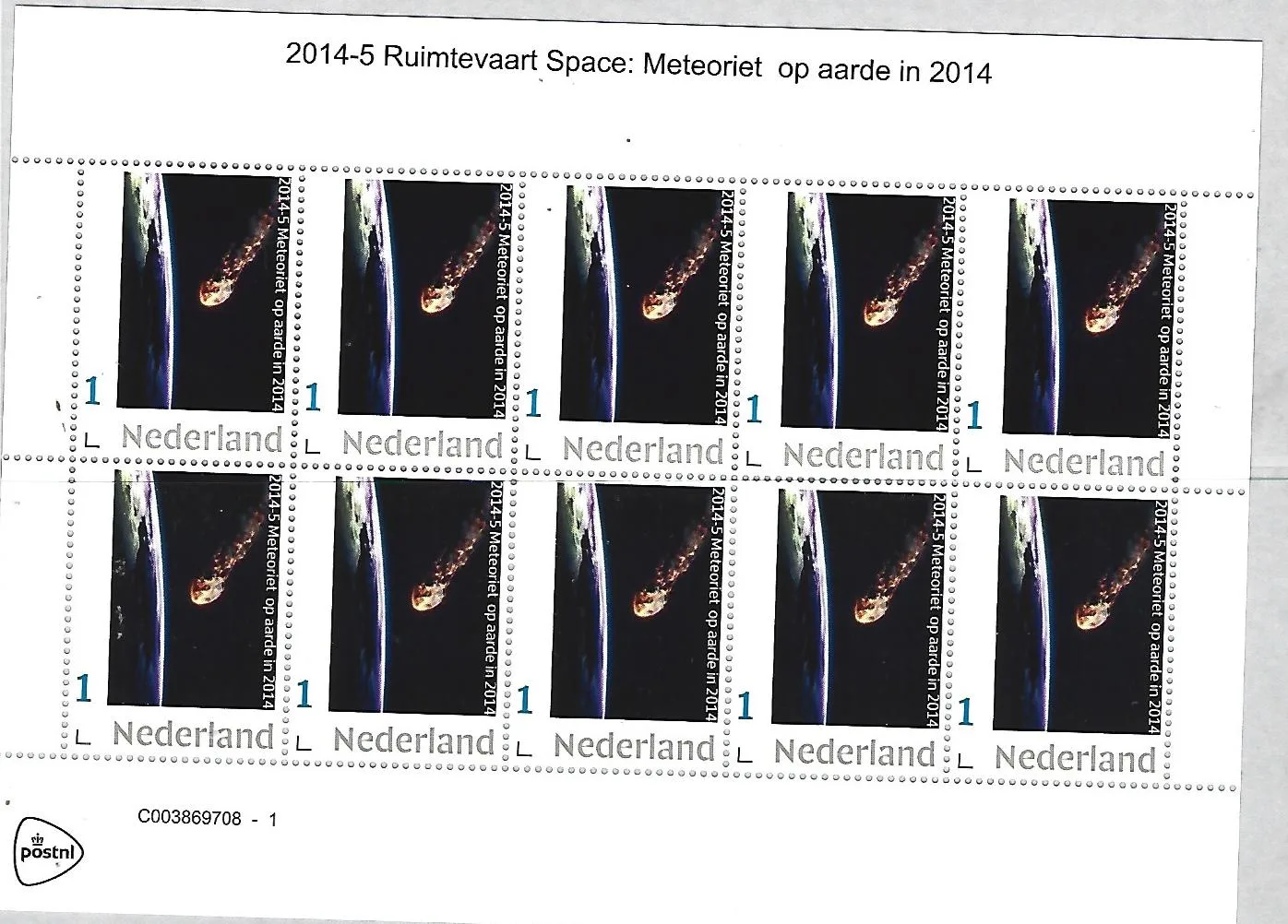 Pays-Bas 2014-5 Voyage spatial Space: Météore sur terre Meteor on earth feuillet neuf/mnh