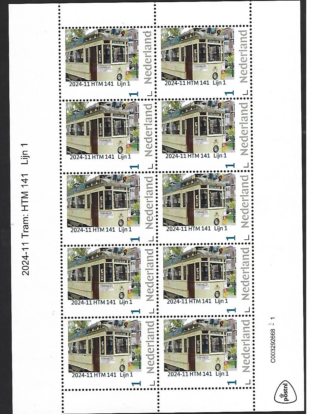 Pays-Bas 2024-11 Tramway : HTM 141 ligne 1 feuillet neuf/mnh