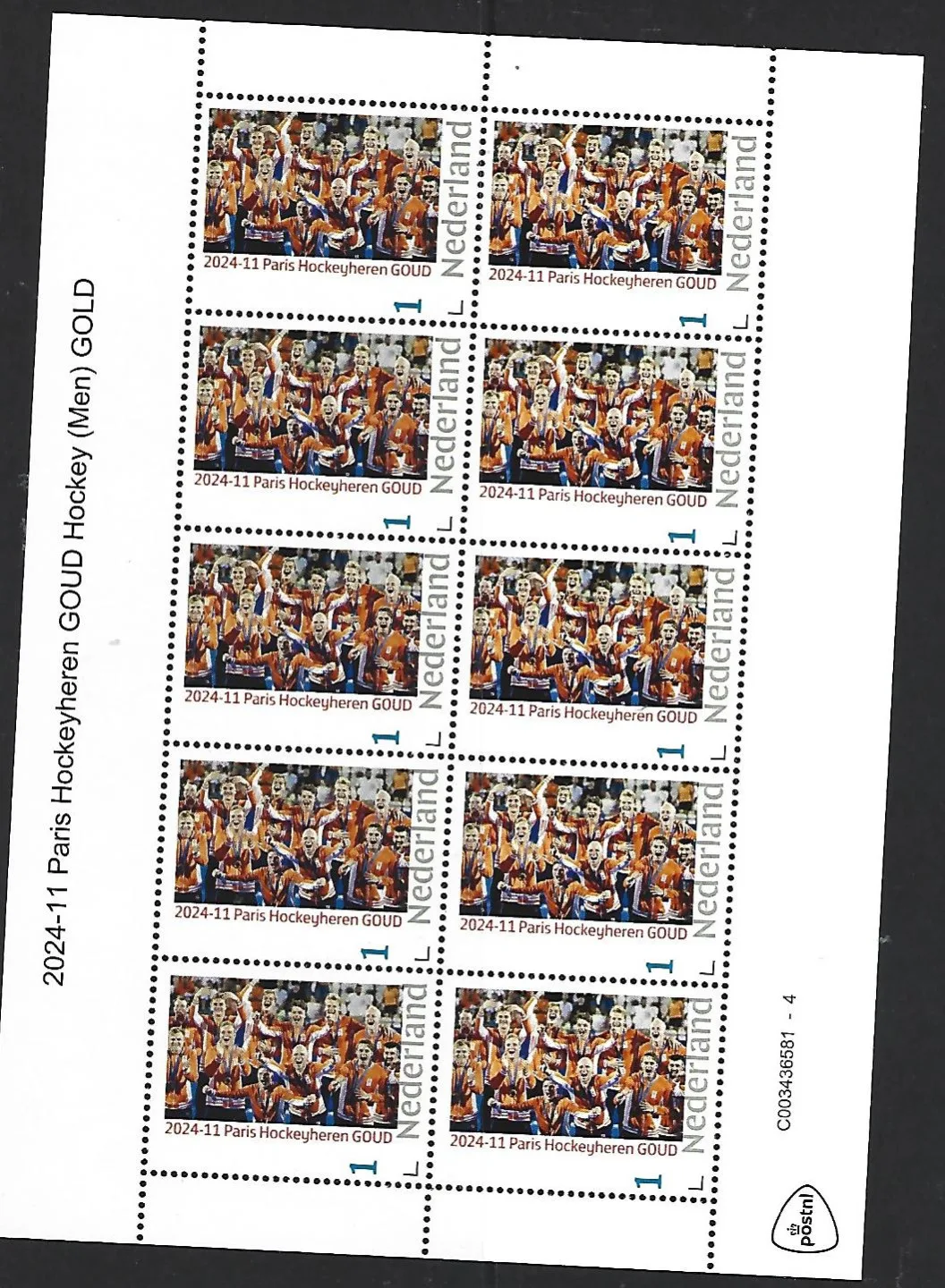 Niederlande 2024-11 Olympics Eishockey Herren (Männer) Gold Blockzähnchen postfris/mnh