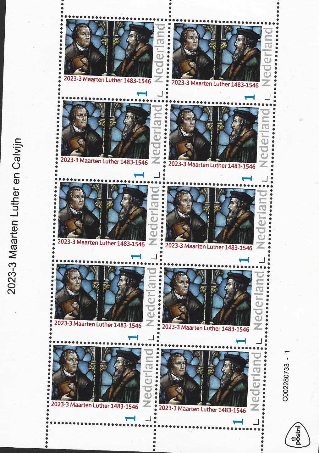 Pays-Bas 2023-3 Martin Luther et Calvin feuillet neuf/mnh