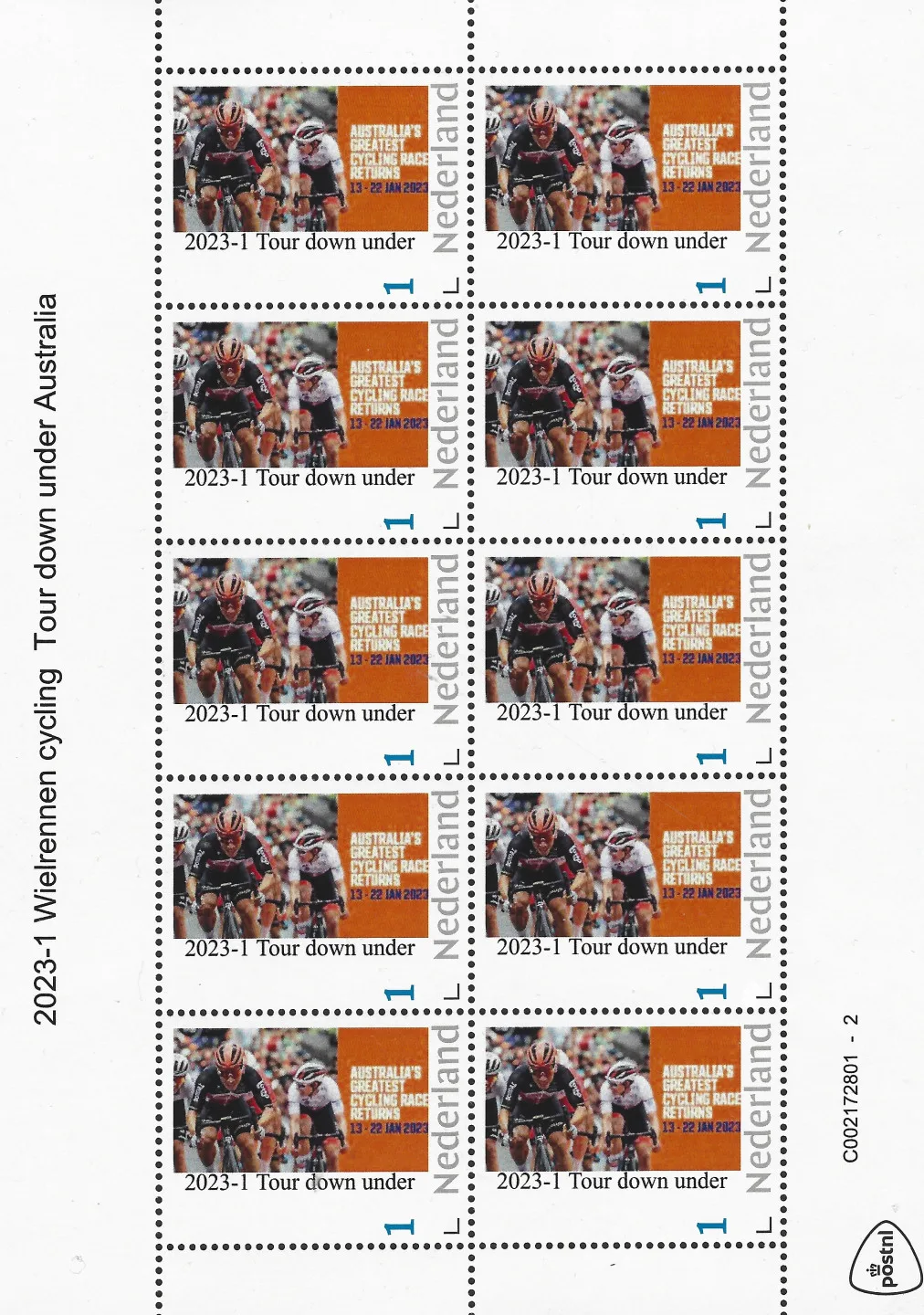 Pays-Bas 2023-1 Cyclisme Tour down under Australia feuille-bloc neuf/mnh