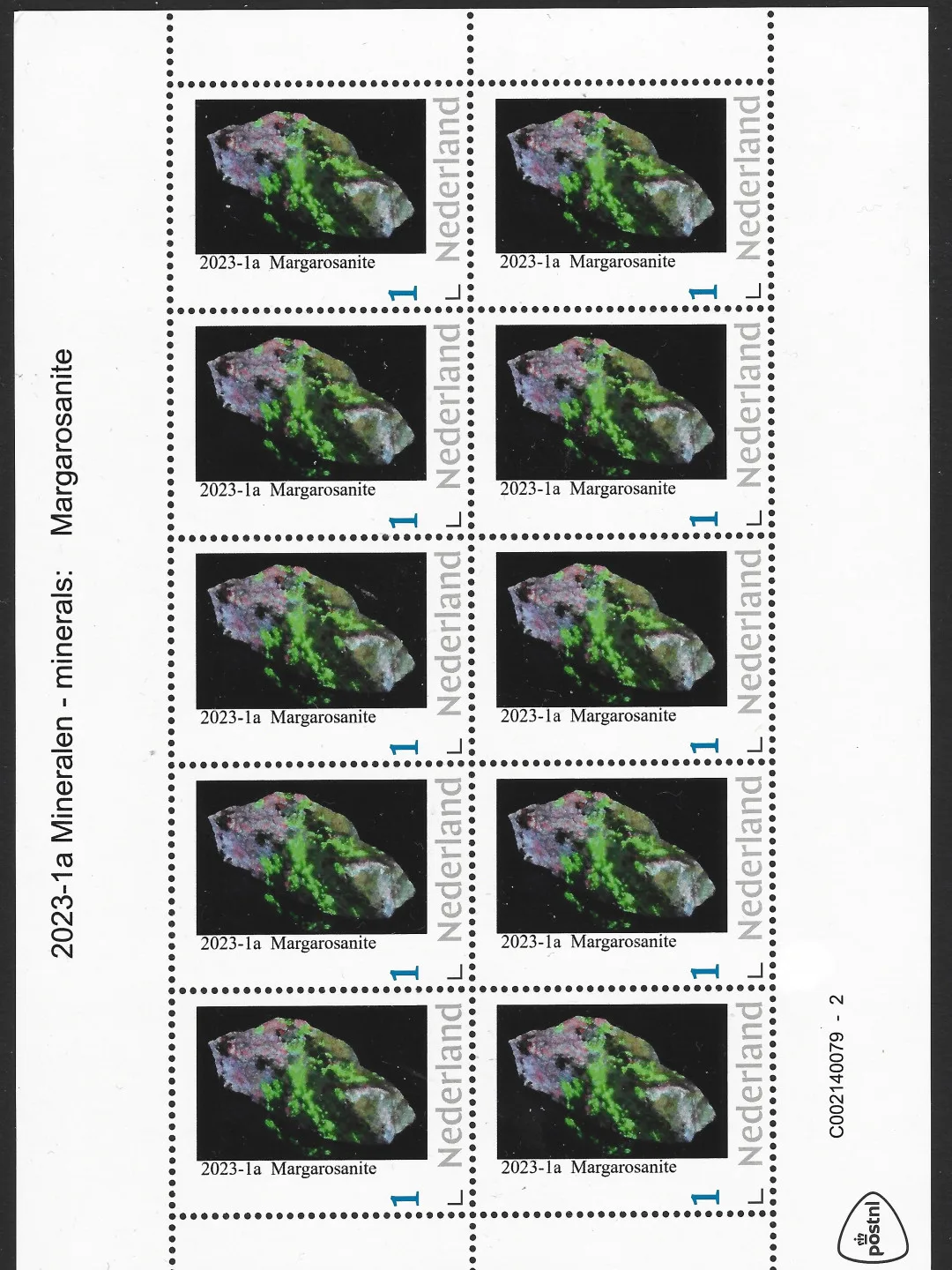 Niederlande 2023-1 Mineralien Magarosanit Neudruck korrigierter Name Bogen postfrisch/mnh