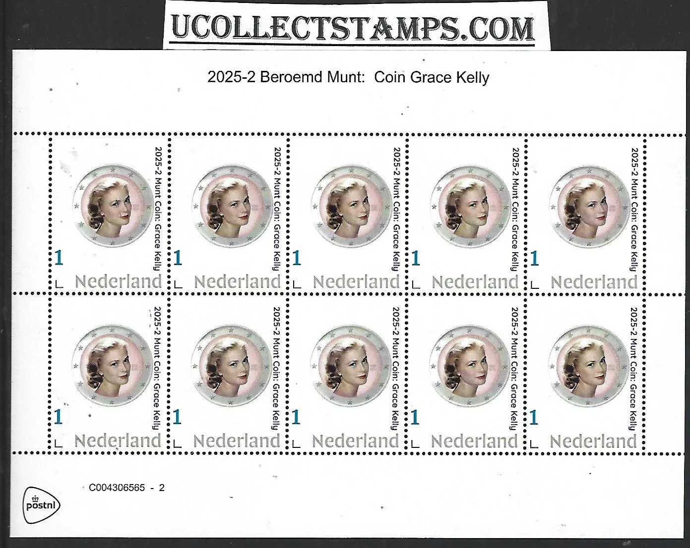 Netherlands 2025-2 Coin: Grace Kelly € 2 sheet MNH